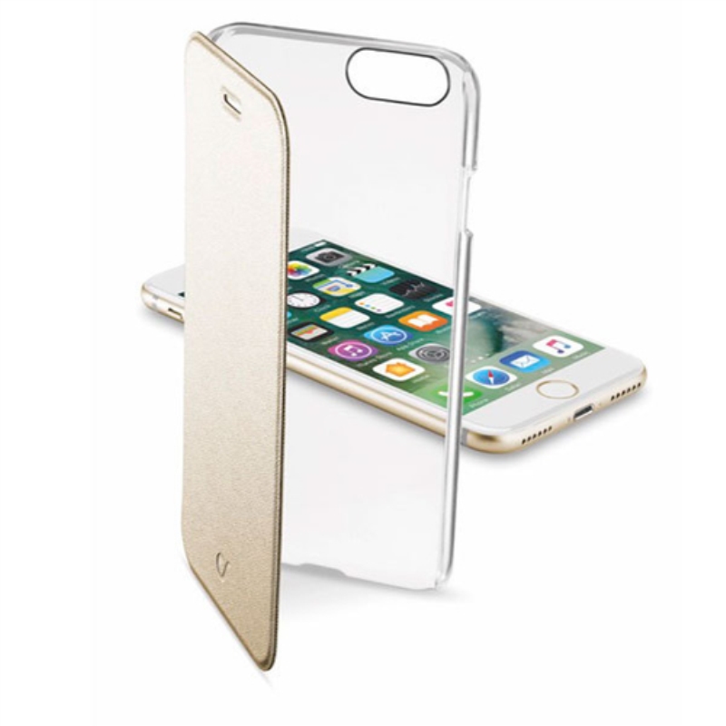 CELLULARLINE Custodia cover a libro per iPhone 7 Cellular Line Clear Book gold